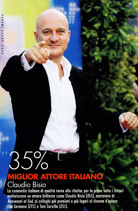 Claudio Bisio miglior attore italiano del 2010 secondo i lettori di Ciak